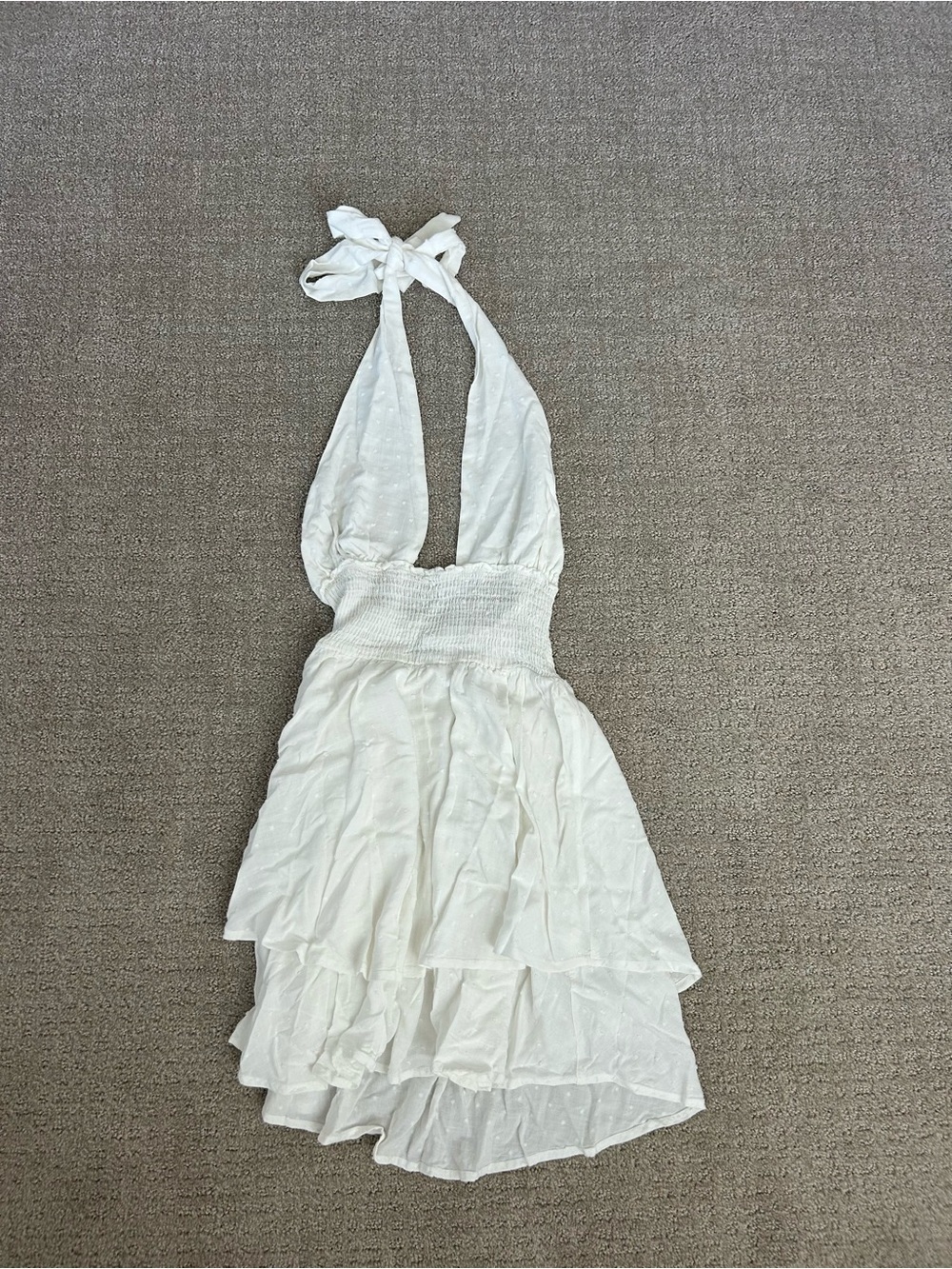 Hello Molly White Halter Tiered Ruffle Dress Size 2